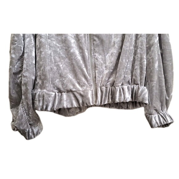 Mod  Black Label Velour Zipper Jacket Women's Size L Silver Gray Long Sleeve Top - Picture 5 of 6